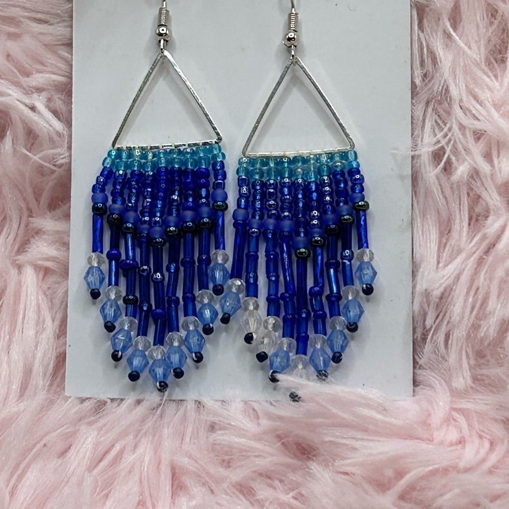 Blue Ombre Fringe Earrings
